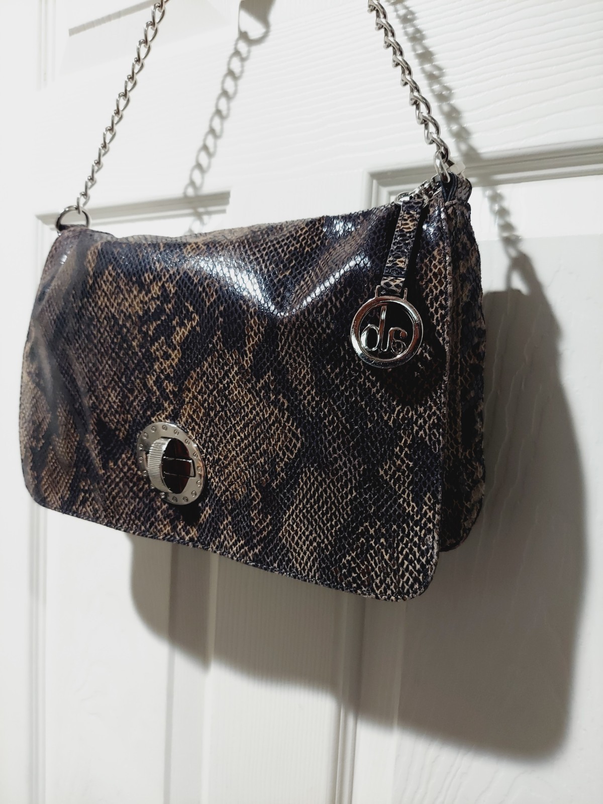 AUDREY BROOKE Python Embossed Leather Silver Chai… - image 7