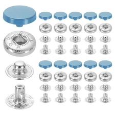 20 Set Snap Fasteners, 12mm #633 Zinc Alloy Press Studs Buttons, Lake Blue