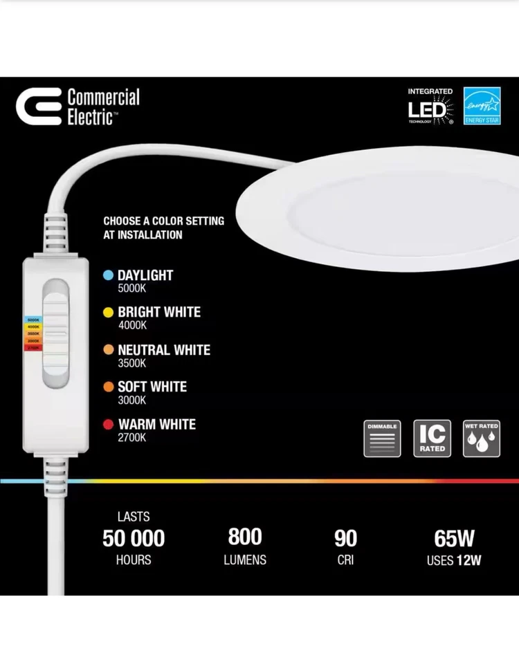 Pack de 4 KIT EMPOTRADO CAMBIANTE DE COLOR LED DELGADO 6 in Canle integrado Foto 3 de 4
