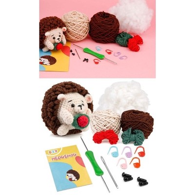 2Set Hedgehog Crochet Kits DIY Crochet Starter Kits Include Crochet Hook, Yarn