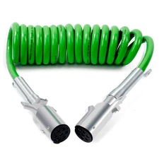 KOOTANS 7 Way Coiled Trailer Cord 15FT Semi Truck Electrical Cord Heavy Duty ...