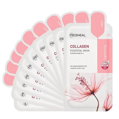 MEDIHEAL Collagen Essential Mask Sheet 10 Pack Anti-Aging Fine Lines Hydrating