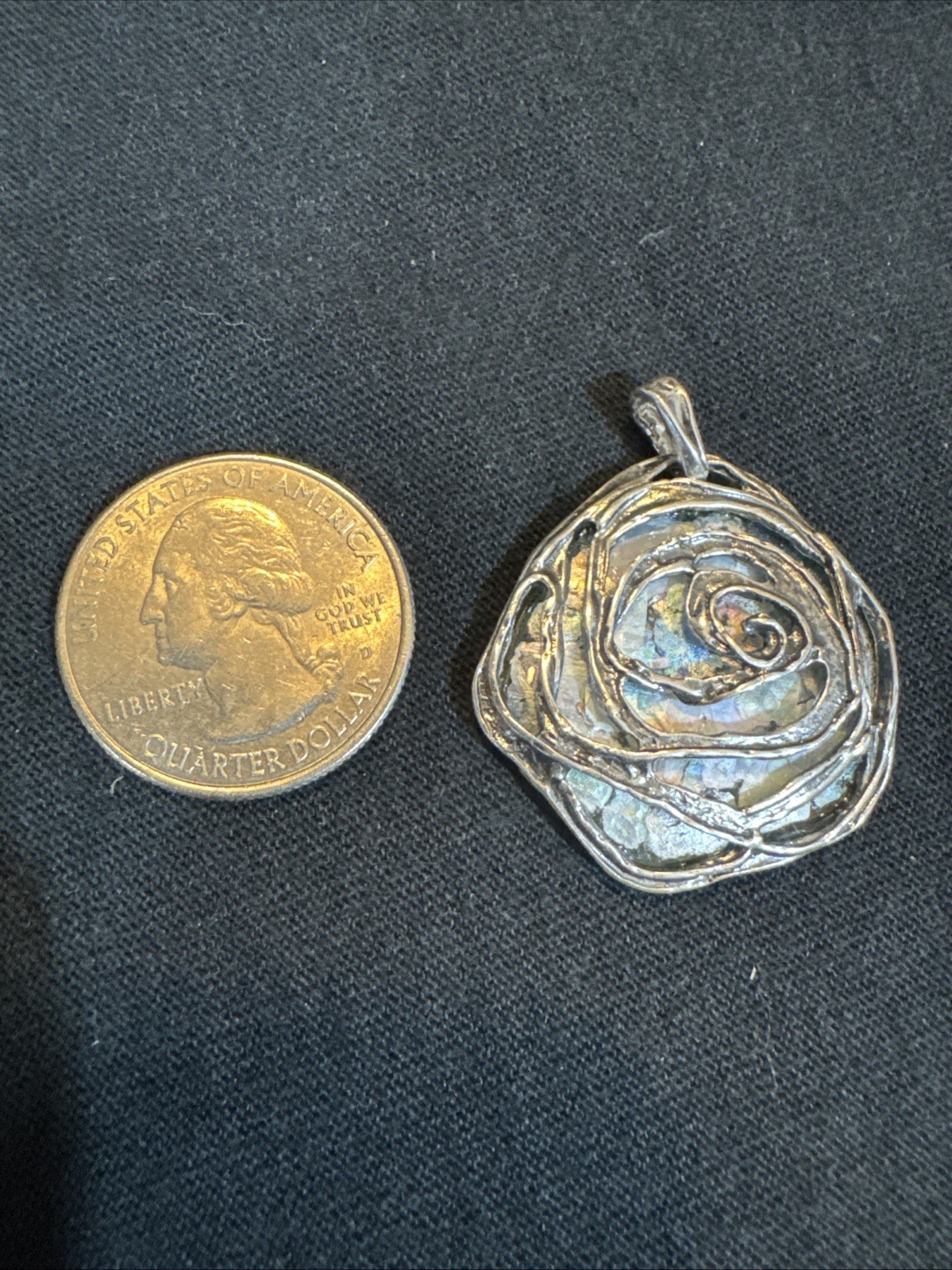 Silver .925 Abalone Shell Pendant - image 2