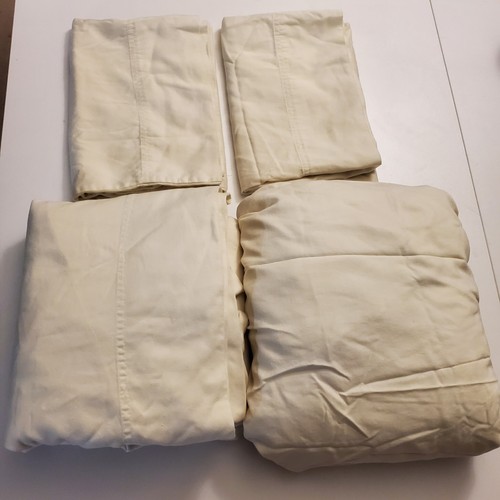 Off White 100% cotton queen sheets set fitted and flat sheet 2 pillowcases