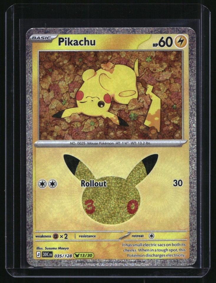 2026 Pokemon 30th Celebration Pikachu Pikachu Rare Holo # Pokemon 30th Celebration Pikachu 13/30 Pikachu Rare Holo #035/128
