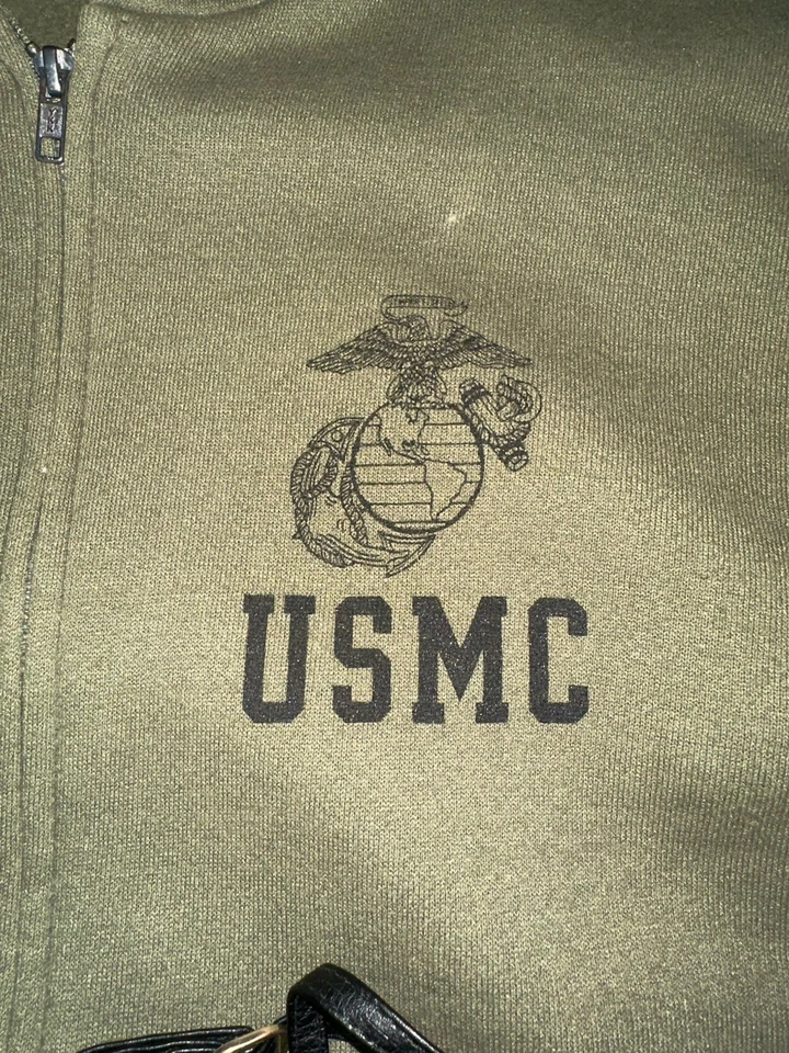 Chaqueta con Capucha Vintage Soffe USMC Cuerpo de Marines M Militar Logo Cremallera Sudadera Foto 3 de 4