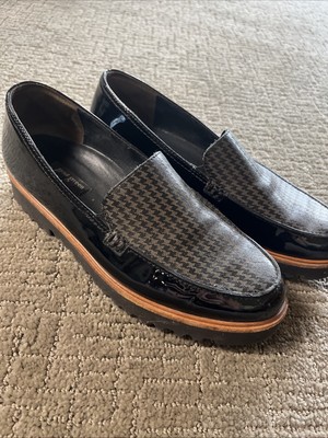 Paul Green Patent Leather Loafers Chunky Heel Women's Black Brown 6.5