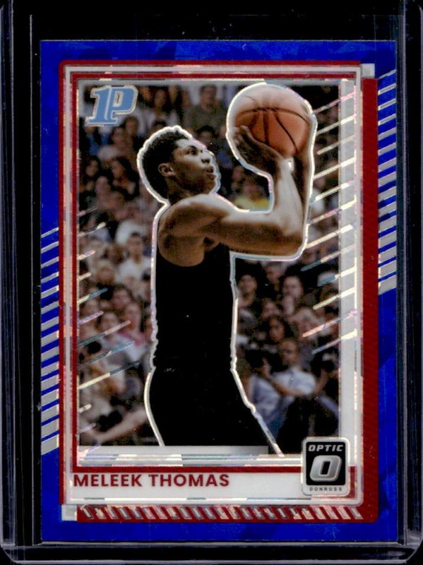 2025-26 Panini Donruss Meleek Thomas Optic Blue Cracked Ice RC #71 Razorbacks