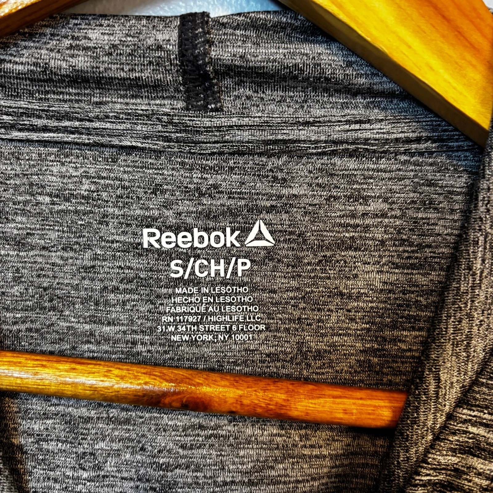 VETEMENTS Felpa con cappuccio Reebok Activewear grigio Spacedye manica lunga passanti pollice piccola