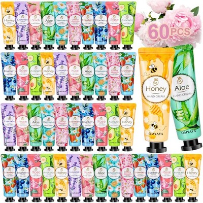 Handcreme 60er Pack Mini Feuchtigkeitscreme Set - 10 Düfte für trockene Hände