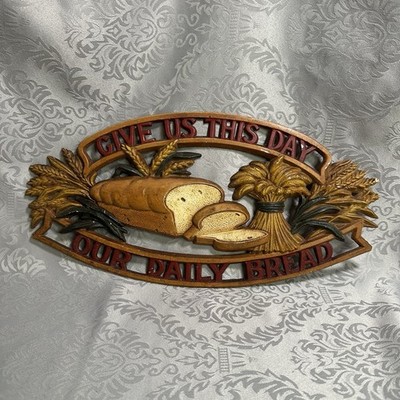 Vtg Sexton Metal Cutout Wall Hanging Give Us This Day Our Daily Bread Religious