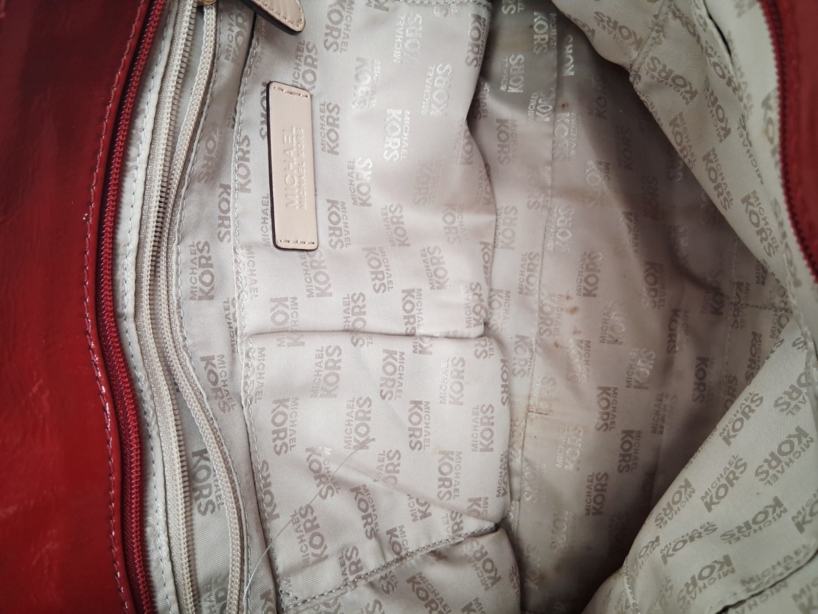 Michael Kors Red Monologue Tote Bag  thumbnail 4