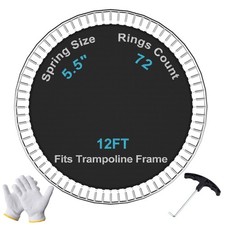 Trampoline Mat 72 V-Hooks For 12ft Trampoline w/5.5" Springs - Mat 127" - Black