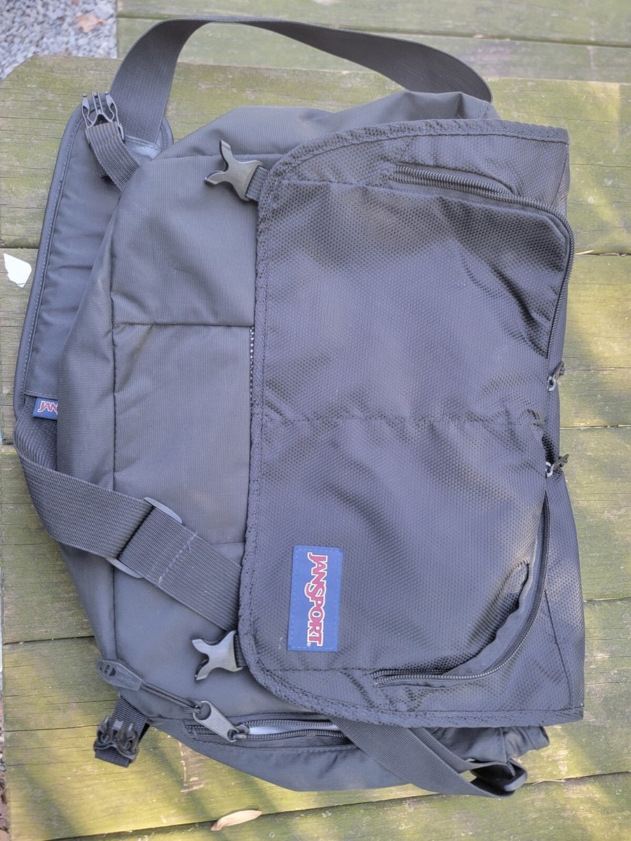 Jansport Laptop Messenger Shoulder Bag Black School Bag EUC