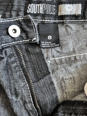 South Pole Black Denim Jeans, Kid Size 8, graphic print back