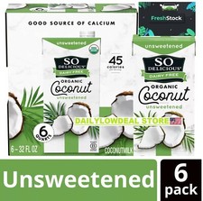 So Delicious Dairy-Free Organic Coconut Milk, Unsweetened, 32 Ounce Pack of 6