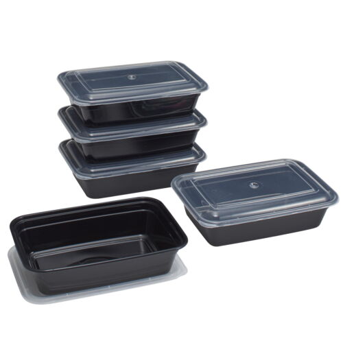 10 Piece Meal Prep Food Storage Containers, Black