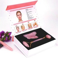 Natural Rose Quartz Jade Roller Gua Sha Massage Set Natural Rose Quartz