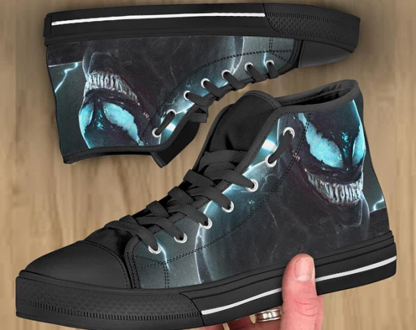 Gift Idea For Fans, Dark Venom Printed High Top Shoes.