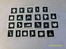 Christmas themed mini small stencils for glitter tattoos / airbrush santa tree