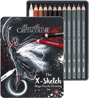Cretacolor X-Sketch MEGA Bleistifte: Zeichenset Skizzieren Zeichnen: Großer Durchmesser