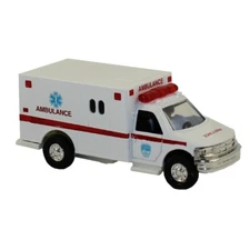 RI Novelty - Pull Back Die-Cast Metal Vehicle - RESCUE AMBULANCE (Red Stripe)