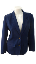 Pendleton Women's Blazer 100 Pure Virgin Wool Size 10 Cobalt Blue Made USA