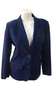 Pendleton Damen Blazer 100% Pure Schurwolle Größe 10 Kobalt Blau Hergestellt USA