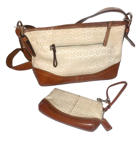 COACH Soho Hamptons ivory jacquard purse demi convertible bag F10945 + wallet - 第 4/21 張圖片