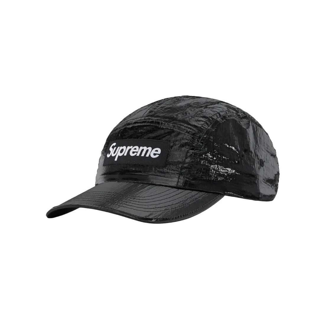 Casquette de camp Supreme Gloss Ripstop noire   23FW  
