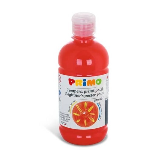 Tempera brillante in bottiglia in PET Primo Primi Passi 500 ml rosso vermiglio 2