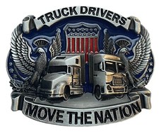 Truck Driver Belt Buckle Big Rig Semi Trucks American West USA Flag Trucker Belt