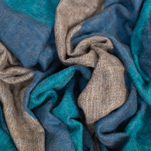 Yak Wool Blend |Blanket/Throw |Nepal |Handmade |Over-Sized | Turquoise