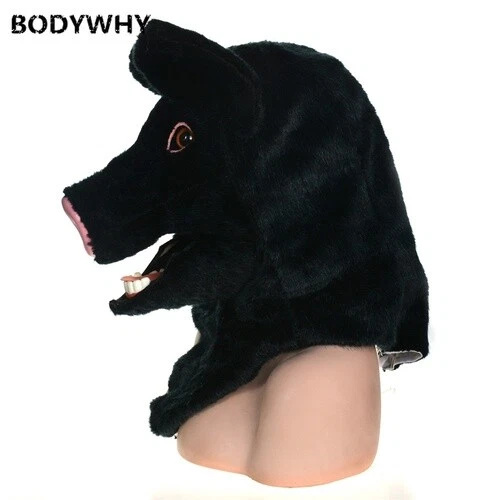 Black Pig Mascot Costume Can Move Mouth Head Suit Halloween Outfit Cosplay - Image 3 of 4