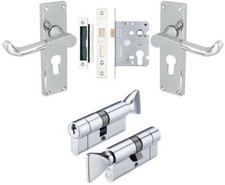 HMO Euro Profile Lock Door Handle & Euro Sashlock 70mm Cylinder & Turn Chrome