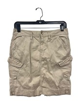 Old Navy Womens Khaki Cargo Skirt Size 2 Cotton  Spandex With Pockets 6798