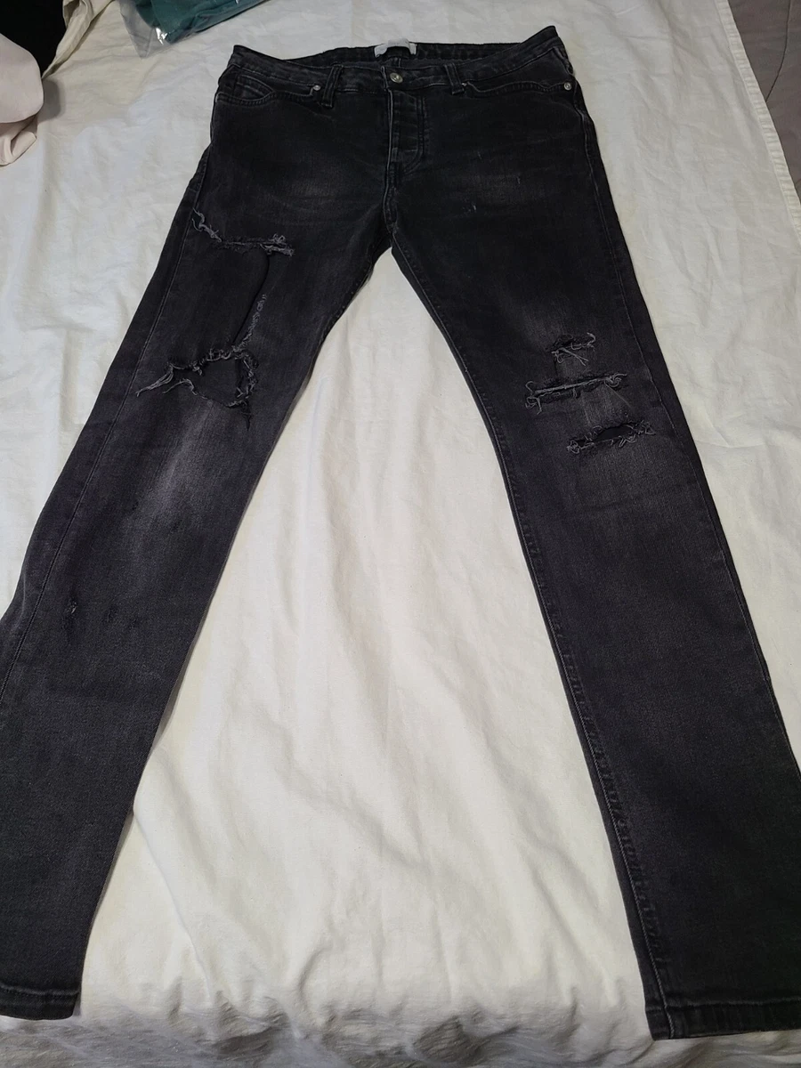 Zara Men s Slim Fit Distressed Black Denim Jeans Pants Size 32