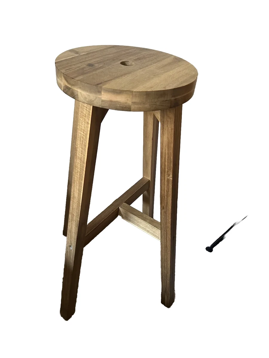 Pair of Ikea Solid Acacia Wood Skogsta Bar Stools And a Chair