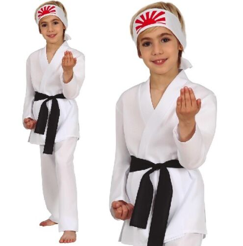 Childs Karate Fancy Dress Costume Kids Childrens Martial Arts Outfit White fg - Picture 1 of 7