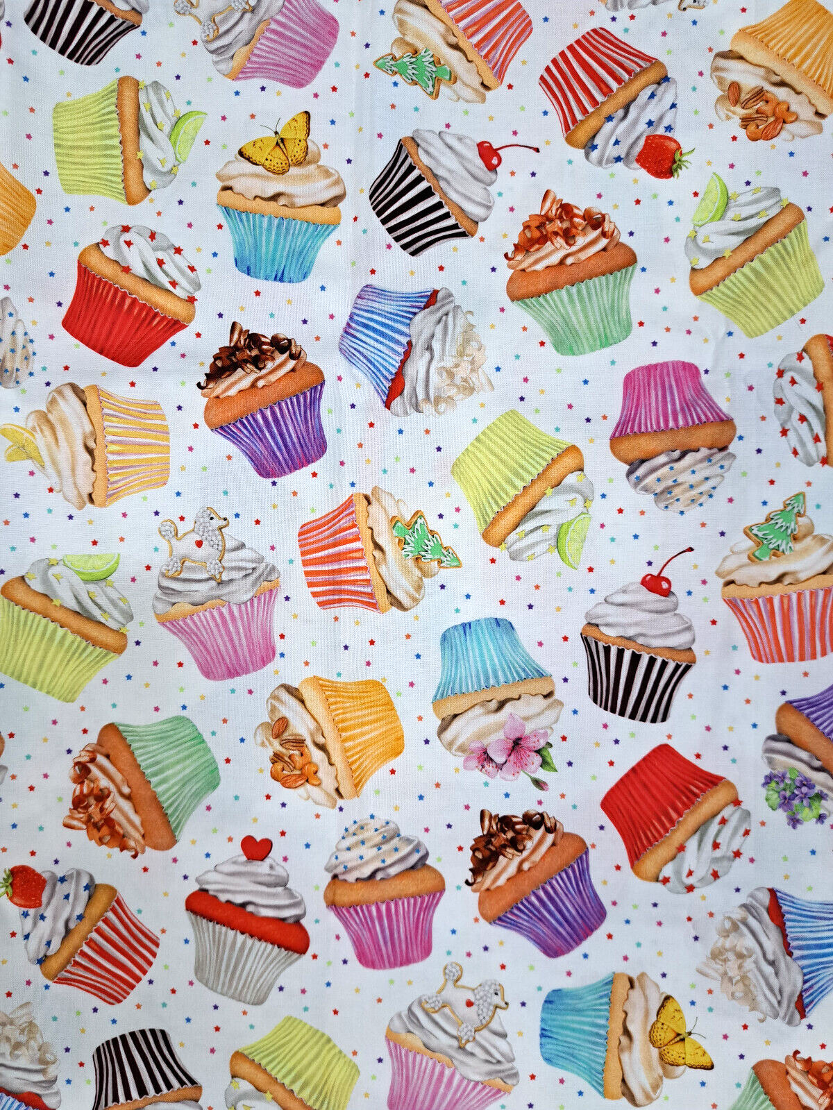 Cupcake Fabric Cotton Quilting White Sweet Tooth 19824 Designer Robert Kaufman-image