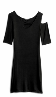Goldray Women's Xandra Black Ribbed Knit Dress Cut Out Short Sleeve Size  Med NWT | eBay