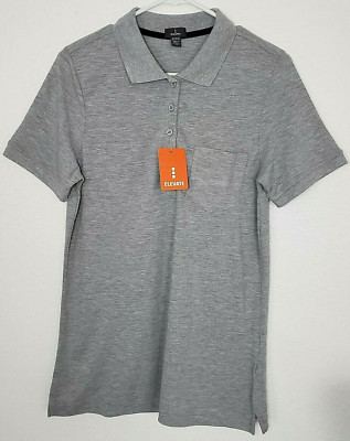 New Elevate Women's Size M Medium Short Sleeved Gray Polo Shirt With Pocket (B4)