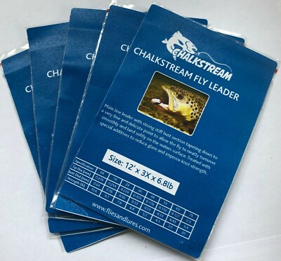 5 x packs ''Chalkstream'' Tapered flyline leader all length 9',12',15' all sizes