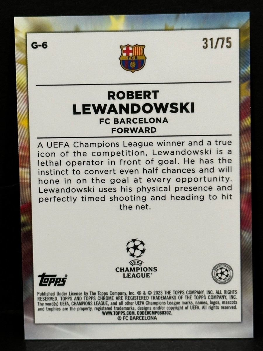 2022-23 Topps Chrome UCL Barcelona GOLAZO Robert Lewandowski Blue