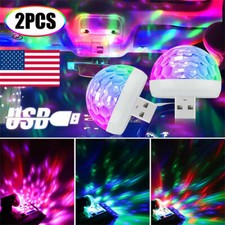 2x LED Disco Party USB Lights Strobe DJ Ball Sound Activated Bulb Car Dance Lamp