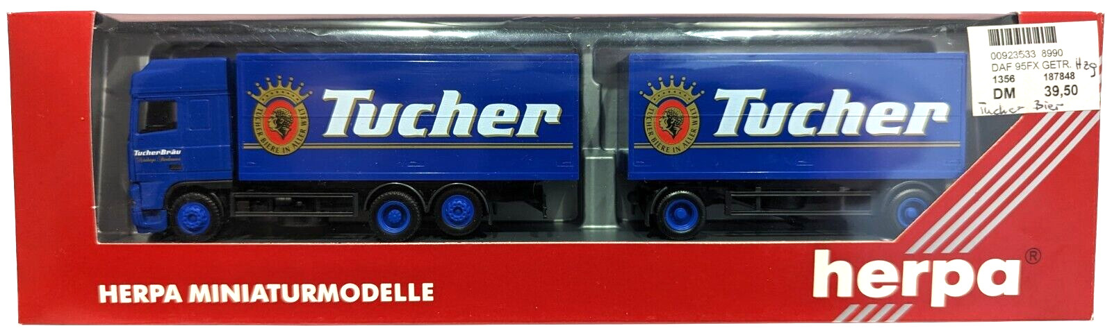 1:87 Scale Herpa 187848 DAF XF 6 x 2 Truck & Drawbar Trailer - TUCHER - MIB
