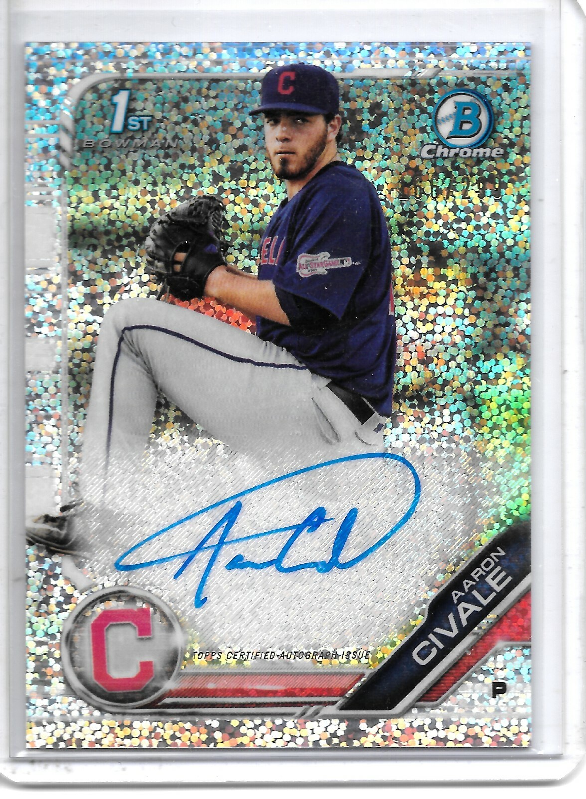 2019 Bowman Chrome AARON CIVALE AUTO SPECKLE REFRACTOR 1ST PROSPECT RC #166/299!