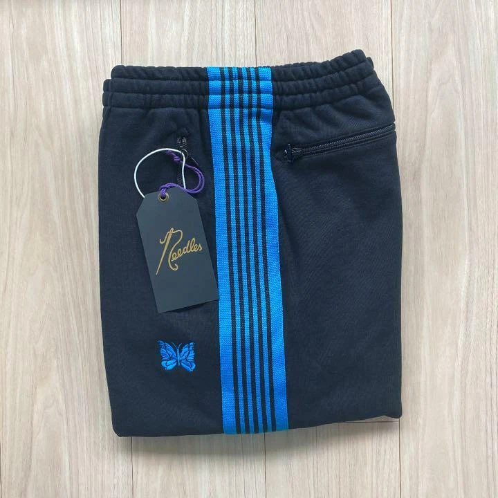 NEEDLES Track Pants Straight Black/Blue line Size-XS New from Japan