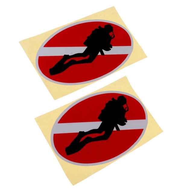 2x Scuba Diving Diver Down Stickers Decals for Snorkeling Cylinder