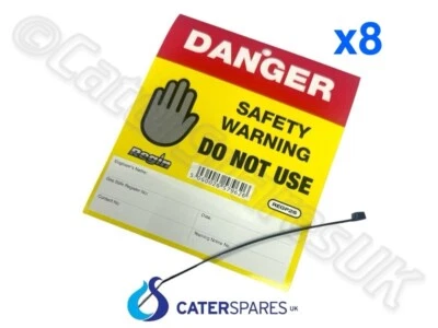 REGIN WARNING DO NOT USE SAFETY LABEL TAG / DANGER STICKER C/W ENGINEER DETAILS X 8
